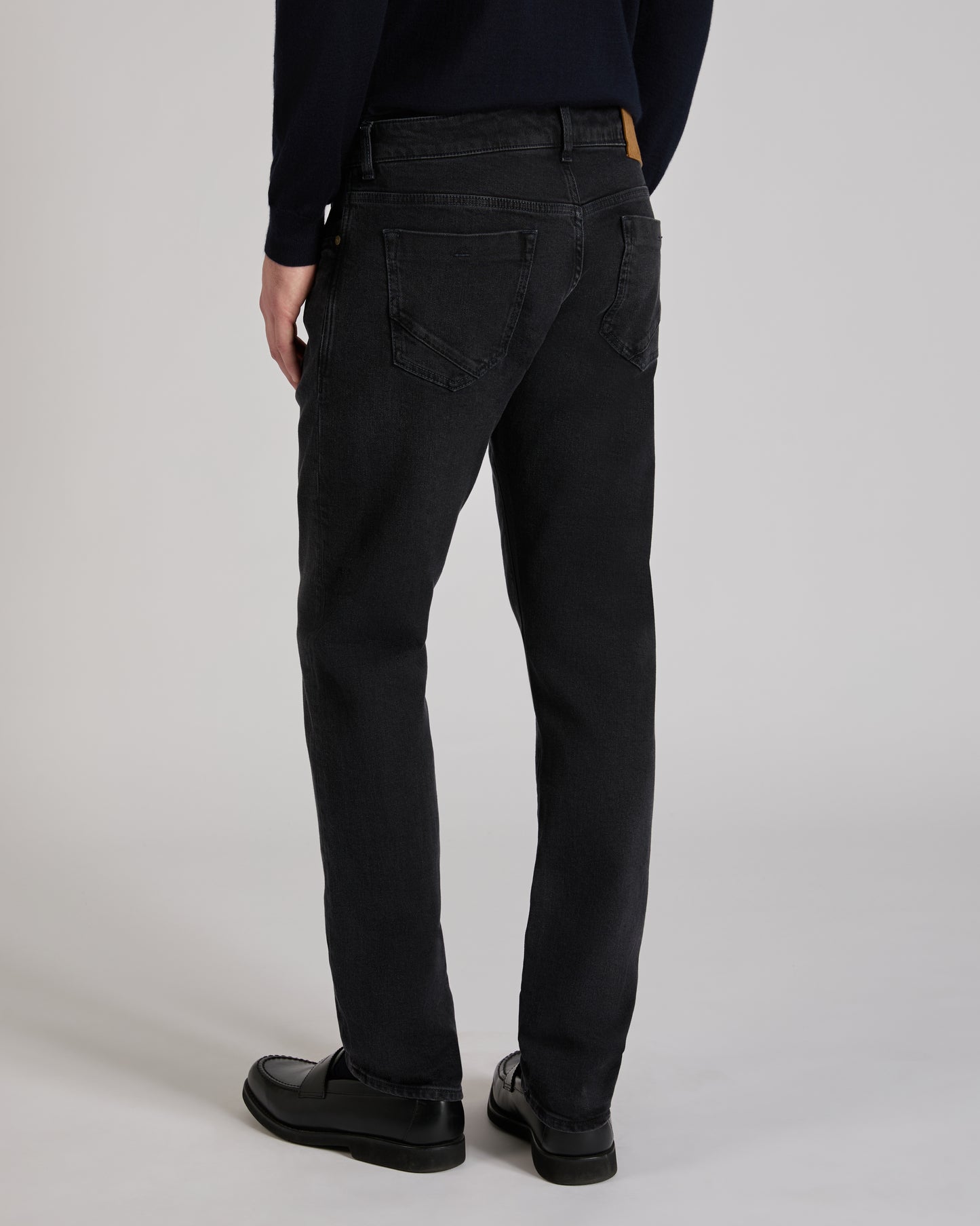 Slim fit five-pocket blue cotton denim trousers