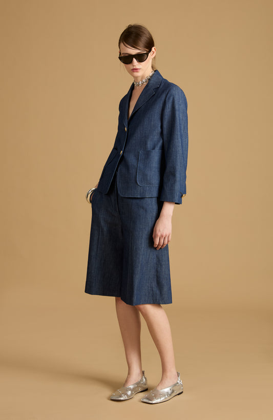 Wide fit Bermuda shorts in denim