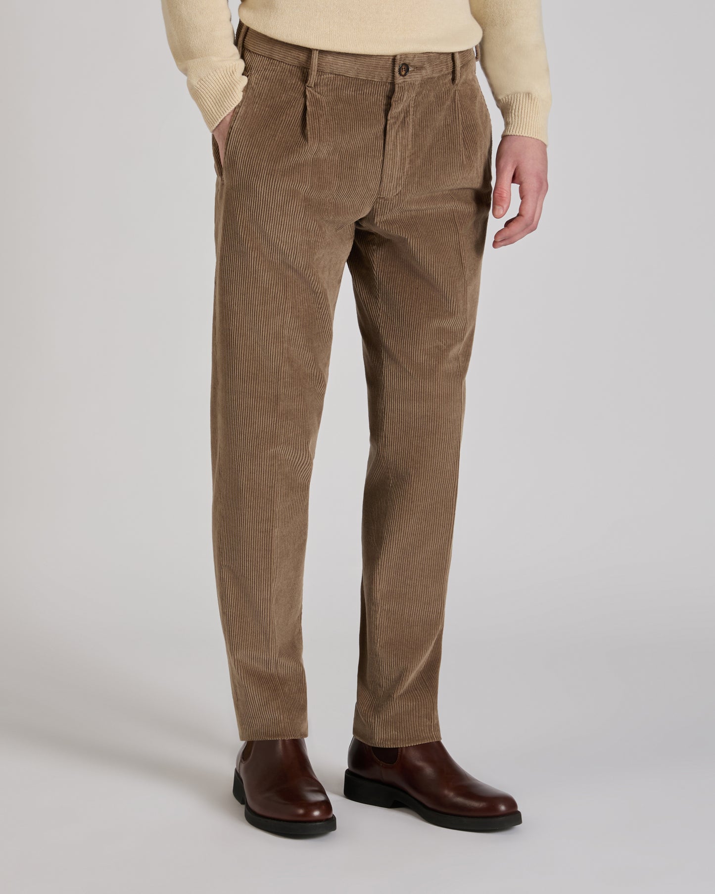 Tapered fit organic corduroy trousers