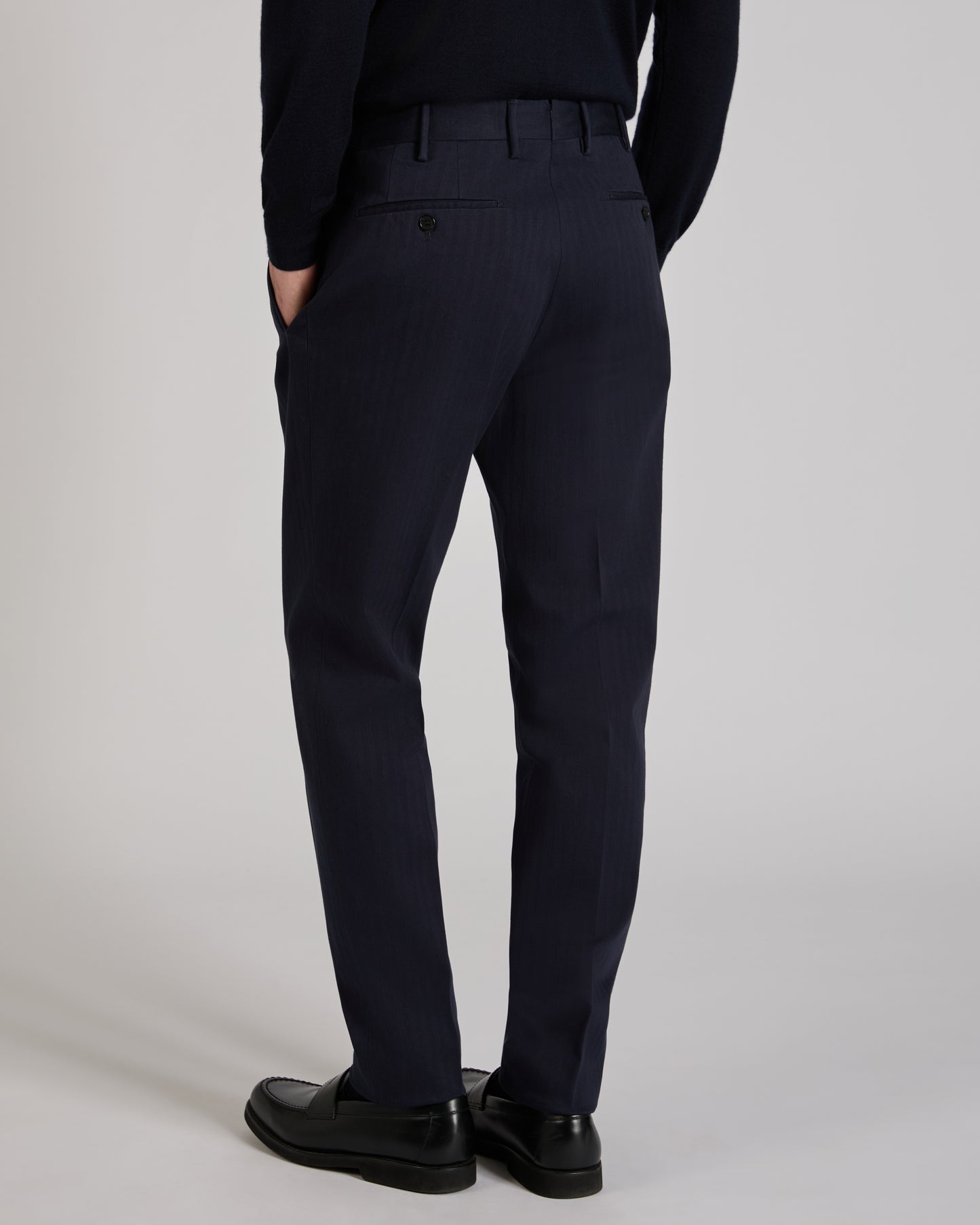 Pantalon tapered fit en chevron de coton confort