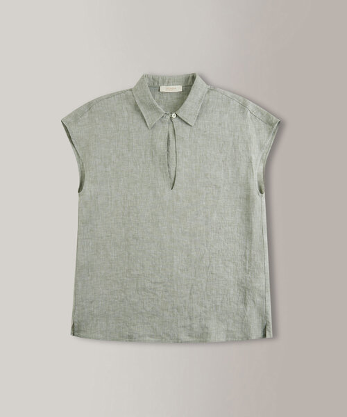 Blusa senza maniche in lino effetto chambray , Glanshirt | Slowear