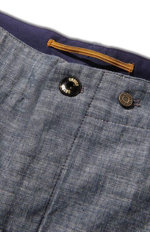 Regular-fit cotton chambray Bermuda shorts | Indigochino | Slowear