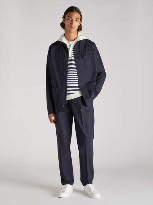 Regular fit hoodie in certified cotton and linen multi stripe , Zanone | Slowear