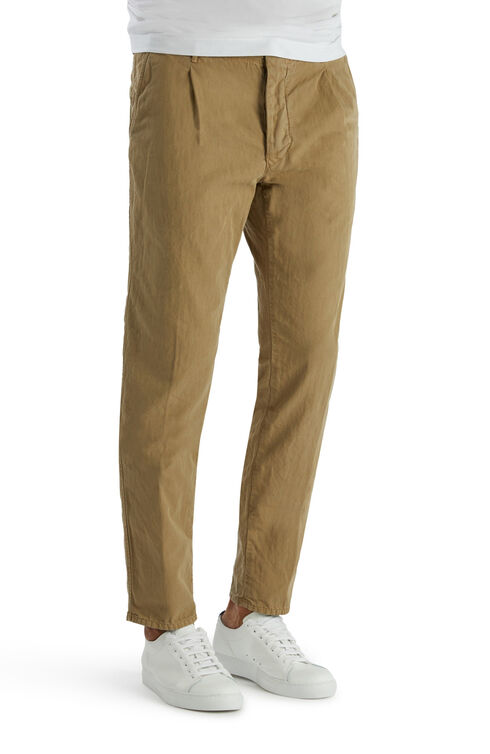Tapered fit cotton and linen trousers , Incotex - Slacks | Slowear