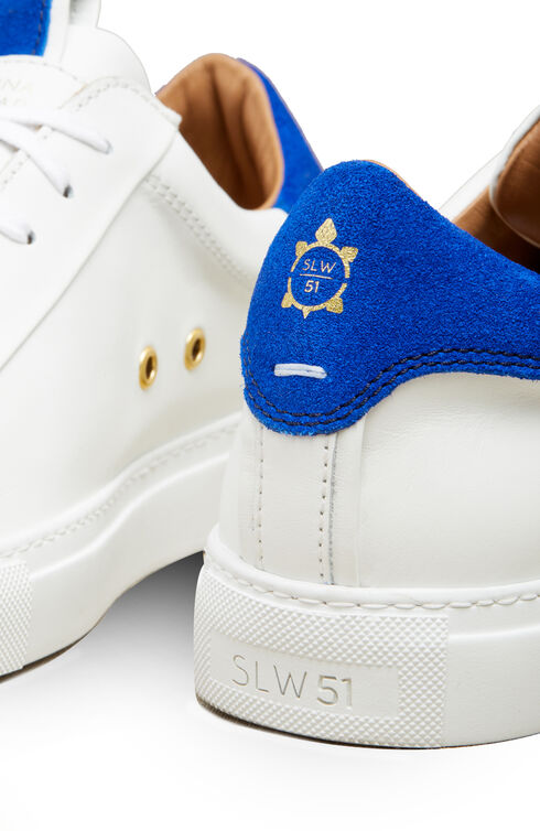 Leather trainers with blue suede details , Officina Slowear | Slowear