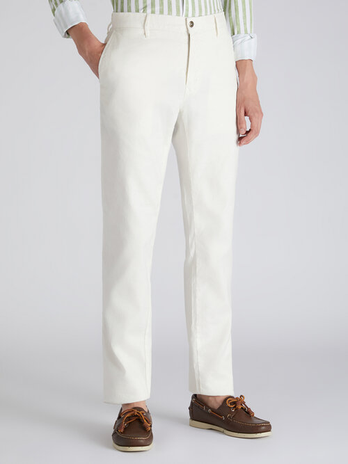 Pantalone slim fit in "dril-lino" stretch , Incotex Slacks | Slowear