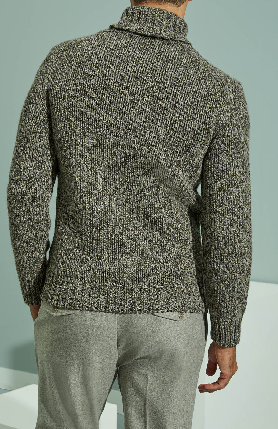 Merino wool and grey-brown Yak turtleneck | Slowear