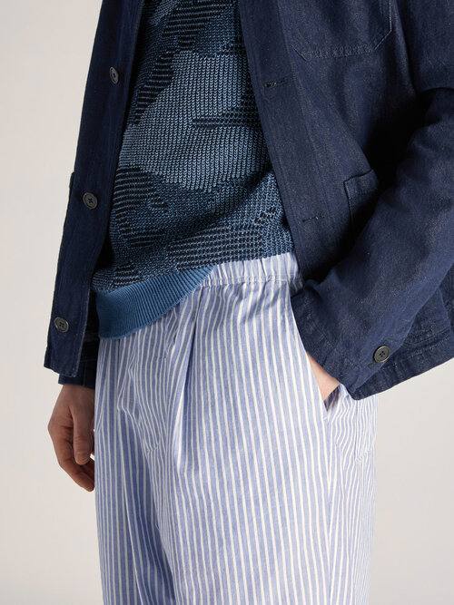 Wide fit trousers in striped cotton blend , Nanamica | Slowear