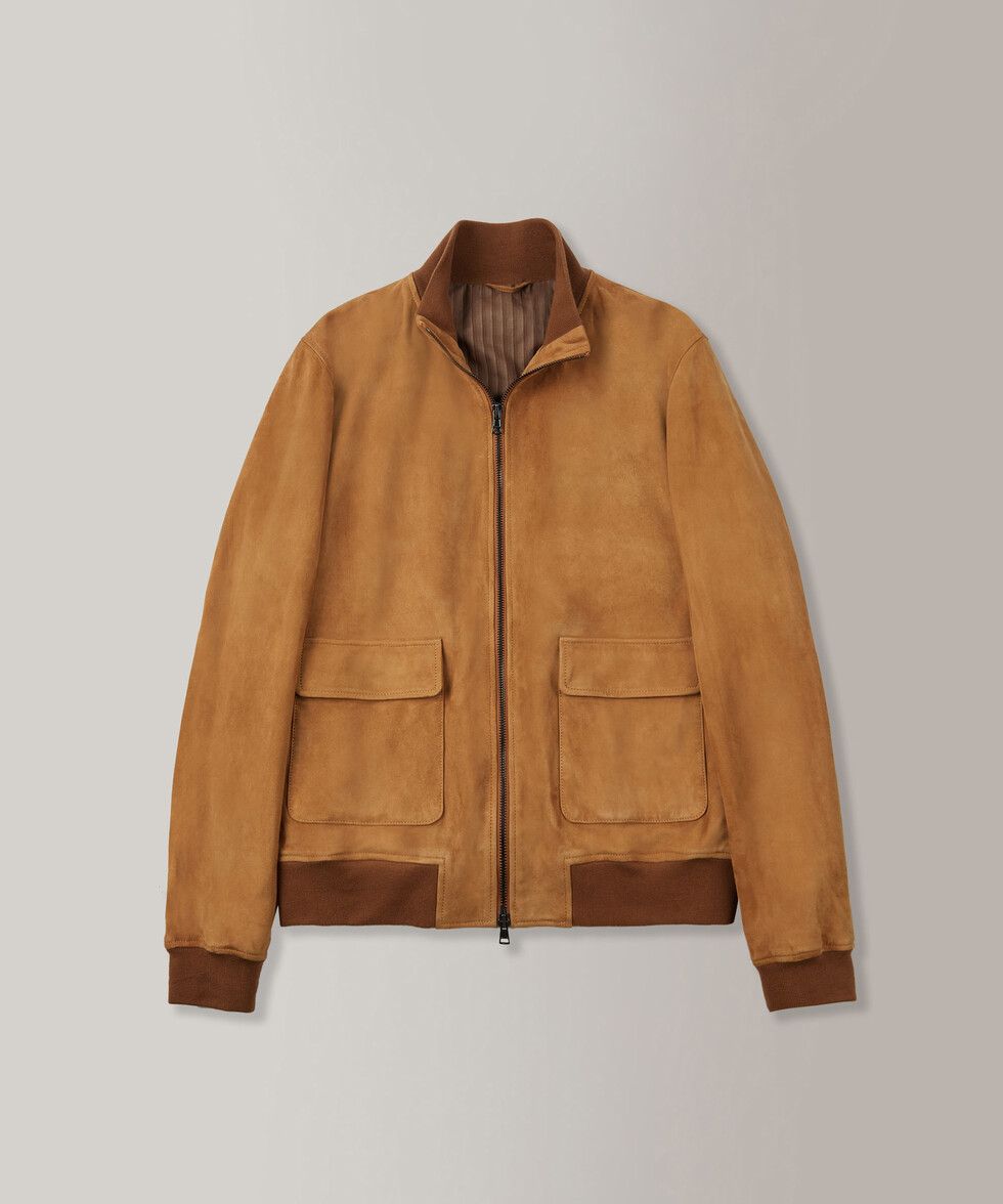 Regular-fit suede bomber jacket , Montedoro | Slowear