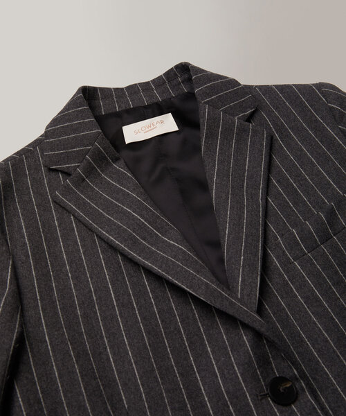 Slim-fit blazer in bi-stretch pinstripe flannel , Montedoro | Slowear