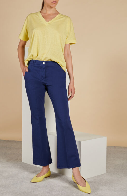 Slim fit blue stretch diagonal cotton trousers , Slowear Incotex | Slowear