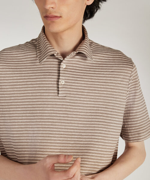 Slim-fit polo shirt in certified linen and cotton jersey , Zanone | Slowear