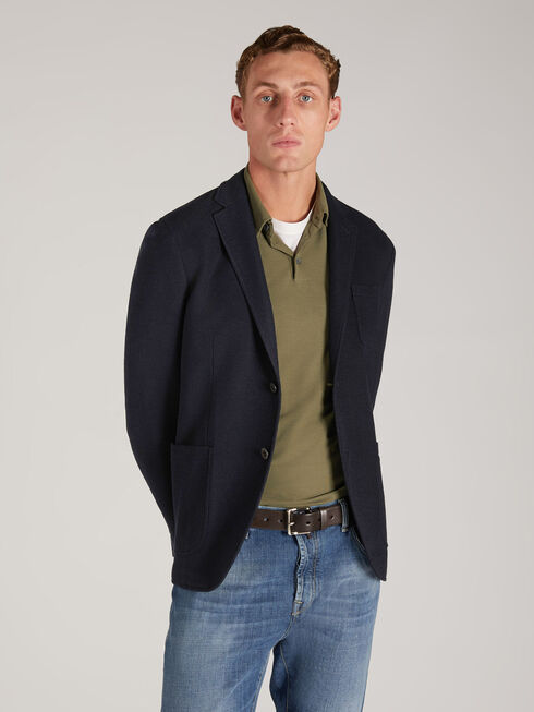 Single-breasted unlined hopsack jersey jacket with two buttons , Montedoro | Slowear