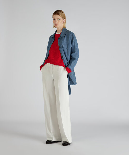 Regular fit certified linen and cotton crewneck jumper , Zanone | Slowear