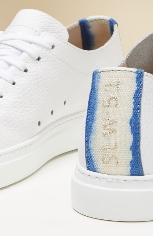 Trainers in grained calf leather with blue degradé detail , Officina Slowear | Slowear
