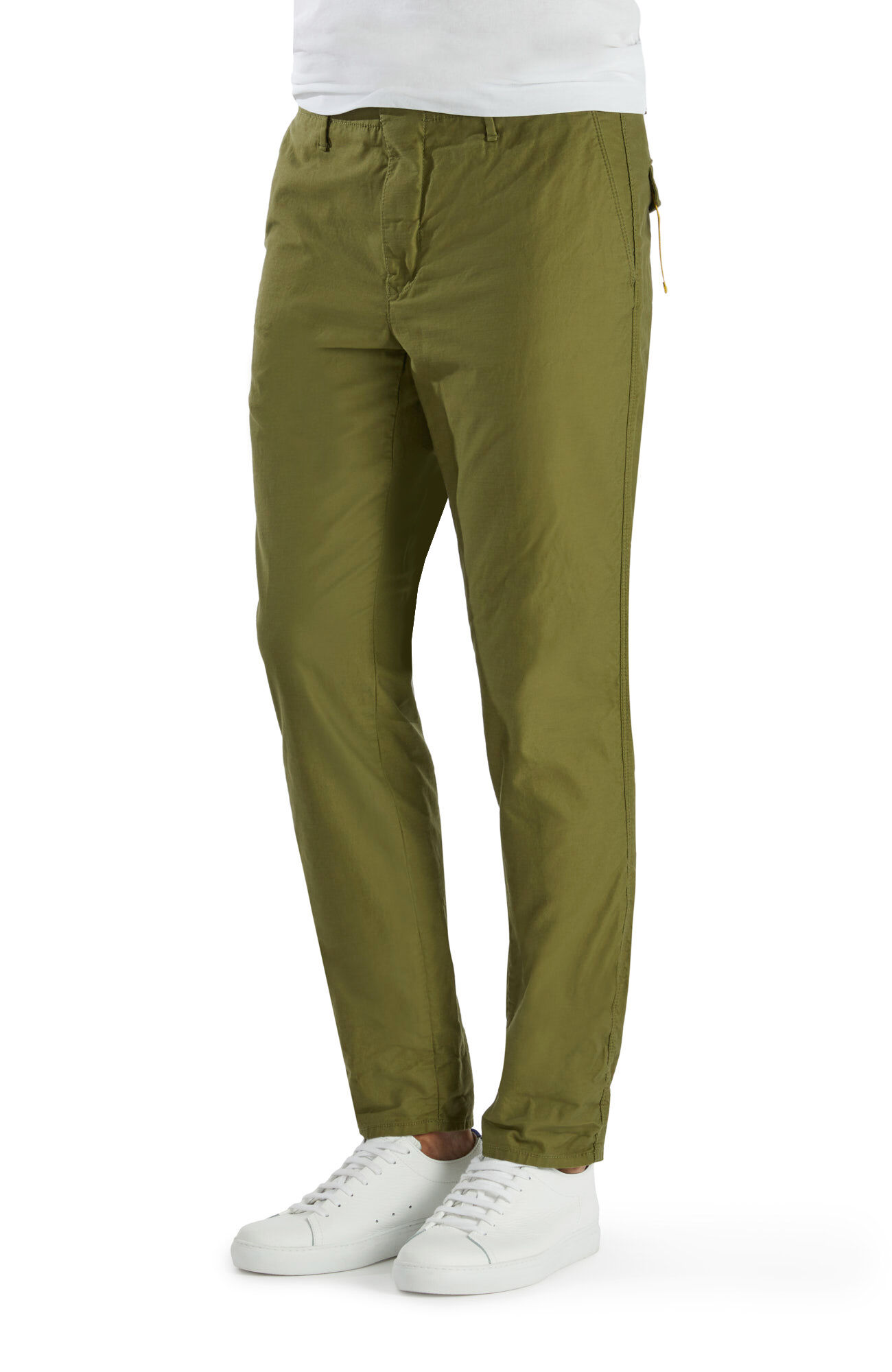 Slim-fit satin cotton tapered trousers
