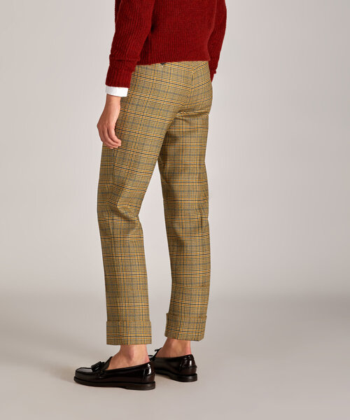 Regular-fit trousers in certified Prince of Wales flannel , Incotex | Slowear