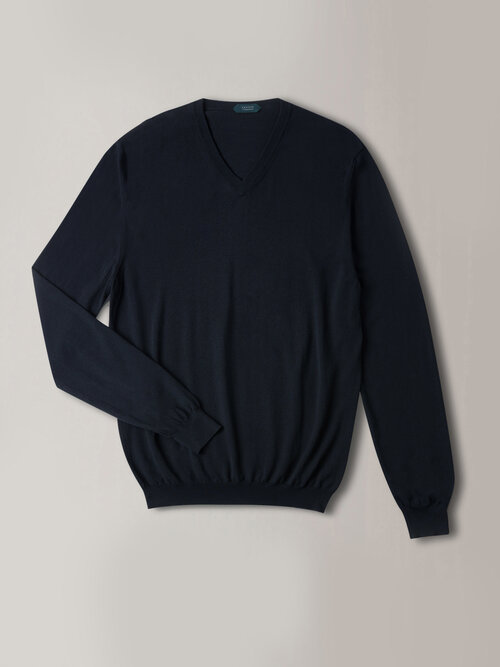 Slim-fit V-neck sweater in certified Flexwool , Zanone | Slowear