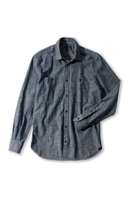 Slim fit shirt in cotton chambray , Indigochino | Slowear