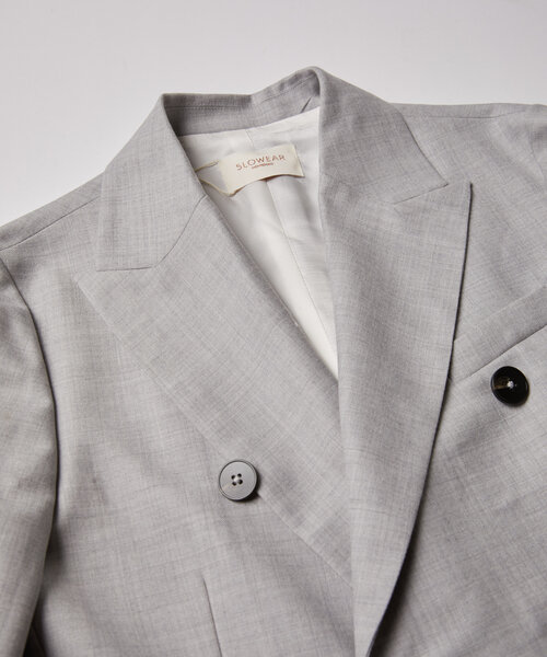 Regular-fit double-breasted blazer in stretch flannel , Slowear Montedoro | Slowear
