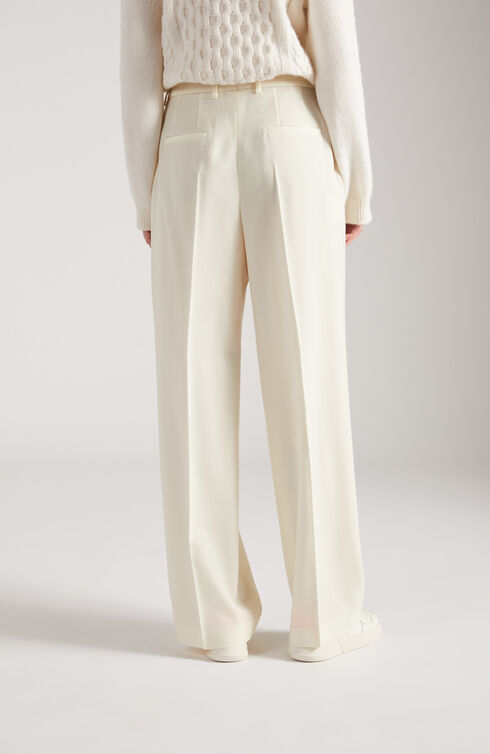 High-waisted wide-fit trousers in stretch flannel , Slowear Incotex | Slowear