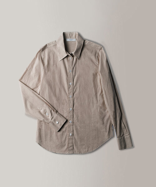 Camicia slim fit in popeline di cotone a righe , Slowear Glanshirt | Slowear