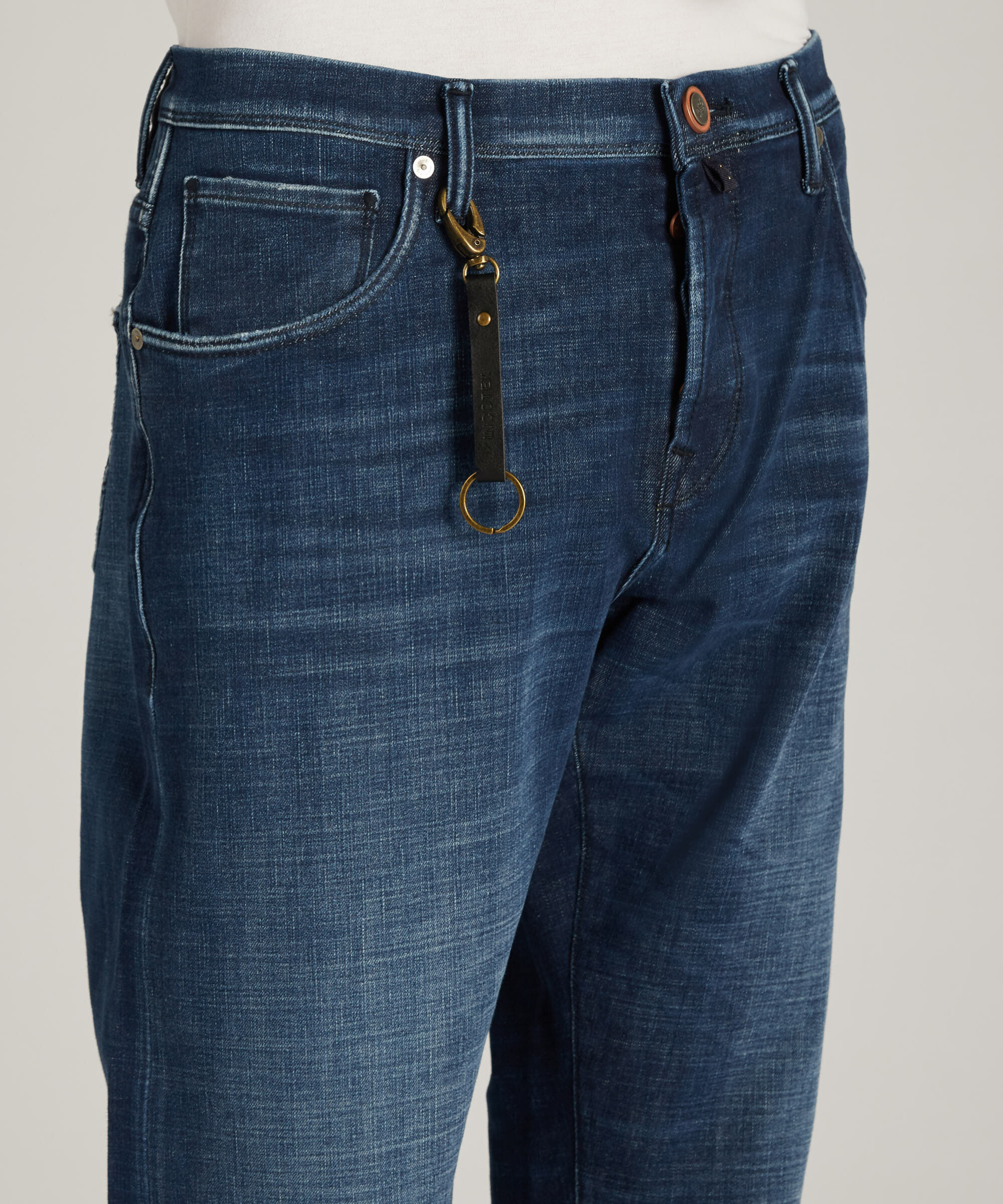 Tapered fit five-pocket stretch denim trousers | Incotex Blue 