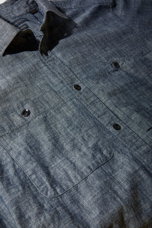 Slim fit shirt in cotton chambray , Indigochino | Slowear