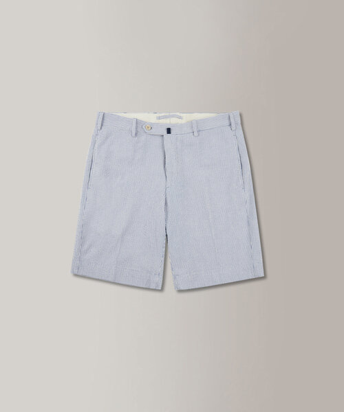 Regular-fit seersucker Bermuda shorts , Incotex | Slowear