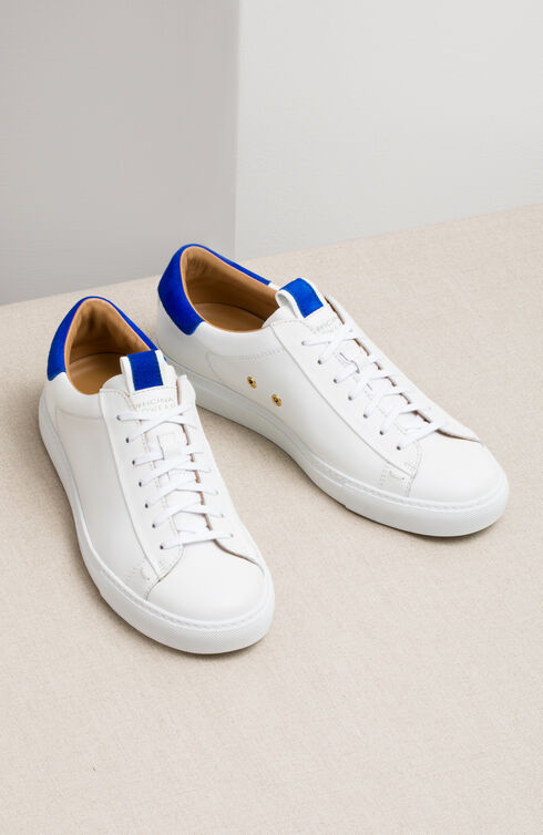 Leather trainers with blue suede details | Officina Slowear | Slowear