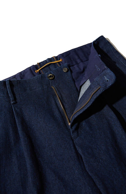 Tapered fit denim pattern trousers , Indigochino | Slowear