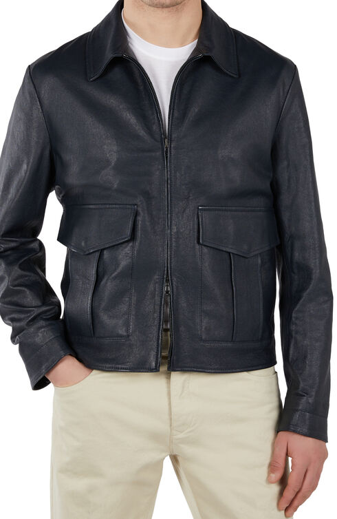 Slim fit leather jacket , Montedoro | Slowear