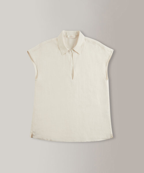 Ärmellose Bluse aus Leinen mit Chambray-Effekt , Glanshirt | Slowear