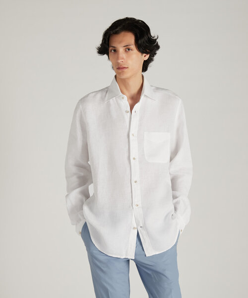 Regular fit linen shirt , Glanshirt | Slowear