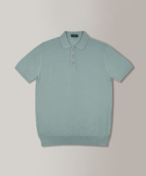 Slim-fit polo shirt in certified cotton crêpe , Zanone | Slowear