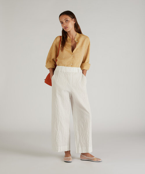 Pantalon coupe wide en toile de coton rayée et gaufrée , Slowear Incotex | Commerce Cloud Storefront Reference Architecture