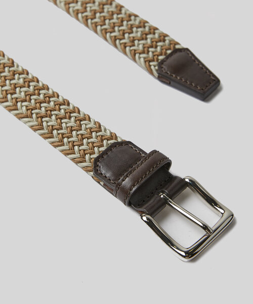Elastic woven belt with leather details , Slowear | Slowear