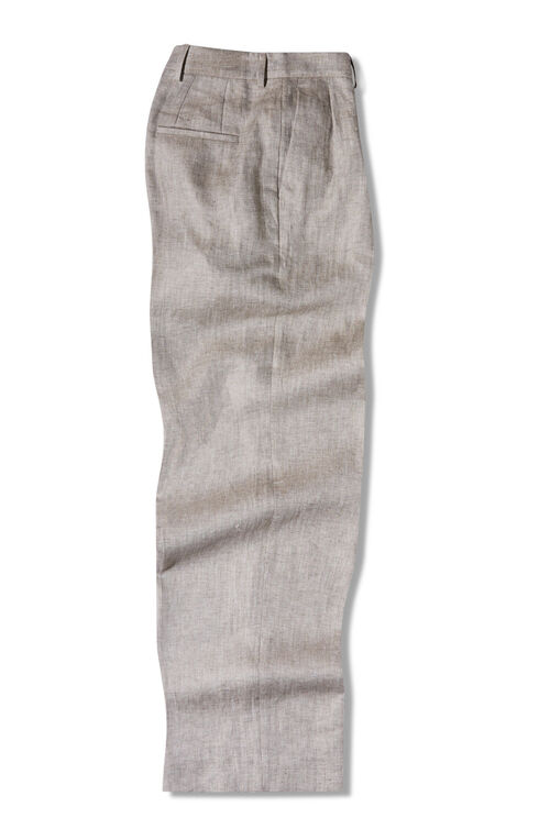High-waisted wide fit trousers in pure linen chevron , Slowear Incotex | Slowear