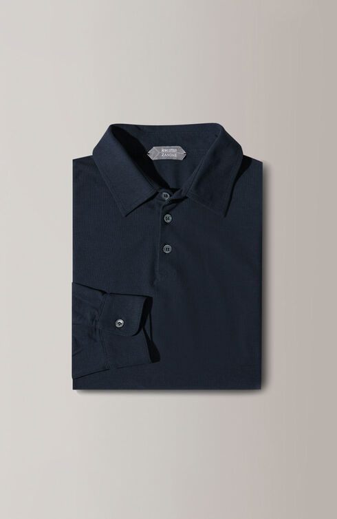 Long-sleeve slim-fit Ice Cotton polo shirt , ZANONE Icecotton | Slowear