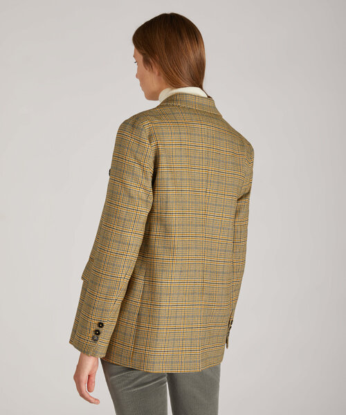 Regular-fit double-breasted blazer in certified Prince of Wales flannel , Montedoro | Slowear