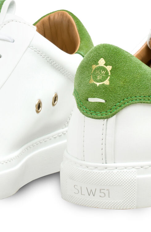 Leather trainers with green suede details , Officina Slowear | Slowear