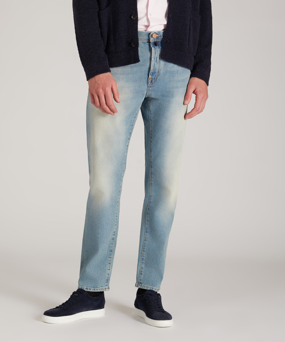 Tapered fit five-pocket stretch denim trousers , Incotex Blue Division | Slowear