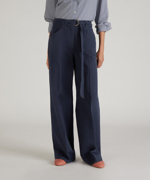 Pantalone regular fit in twill di cotone e lino certificati , Incotex | Slowear