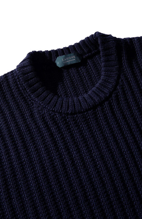 Merino wool crew-neck sweater with row-interlaced stitching , Zanone | Slowear