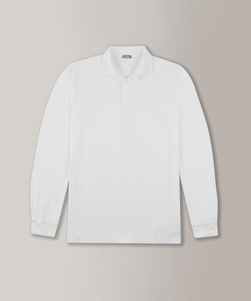 Long-sleeved slim fit polo shirt in organic IceCotton , Zanone | Slowear