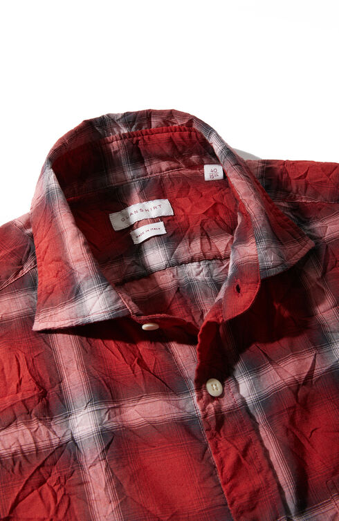 Slim fit shirt in patterned technical cotton , Glanshirt | Slowear