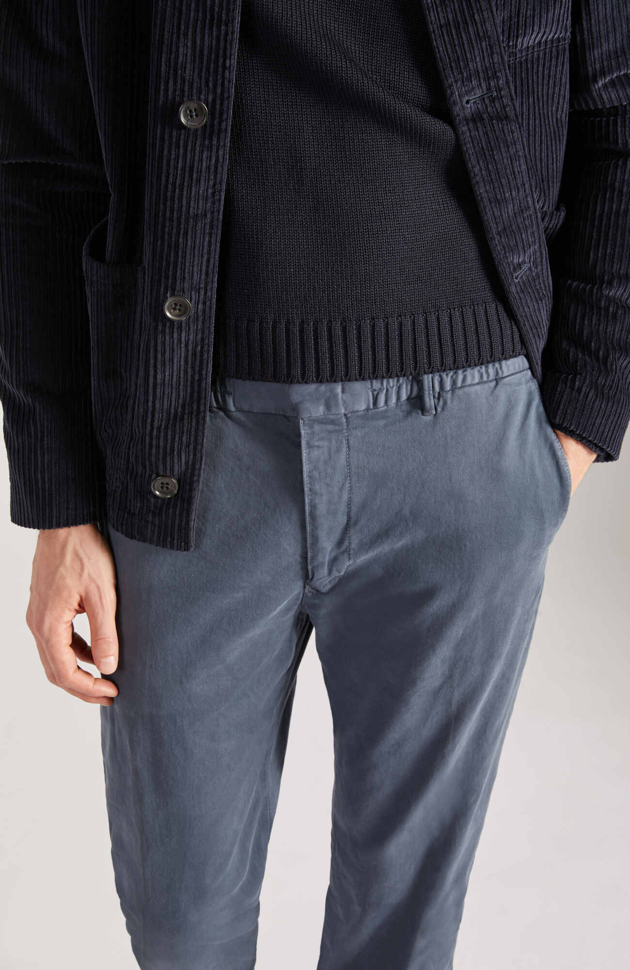 Slim-fit fleece-effect satin trousers | Incotex Slacks | Slowear