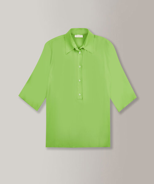 Silk-blend crepe-de-chine three-quarter sleeve shirt , Slowear Glanshirt | Slowear