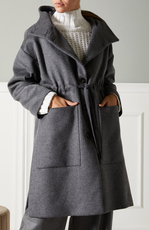 Loose-fit unlined parka in wool and cashmere velour , Slowear Montedoro | Slowear