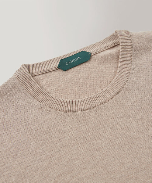 Slim-fit crew neck sweater in certified crêpe cotton , Zanone | Slowear